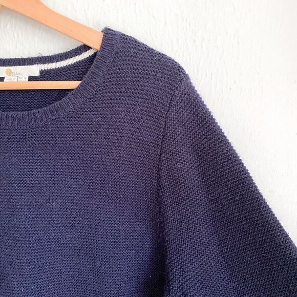 Boden Navy Blue Fringe-Trim Sweater Womens US 14 Wool Alpaca Knit Blend K0318 - Picture 3 of 8